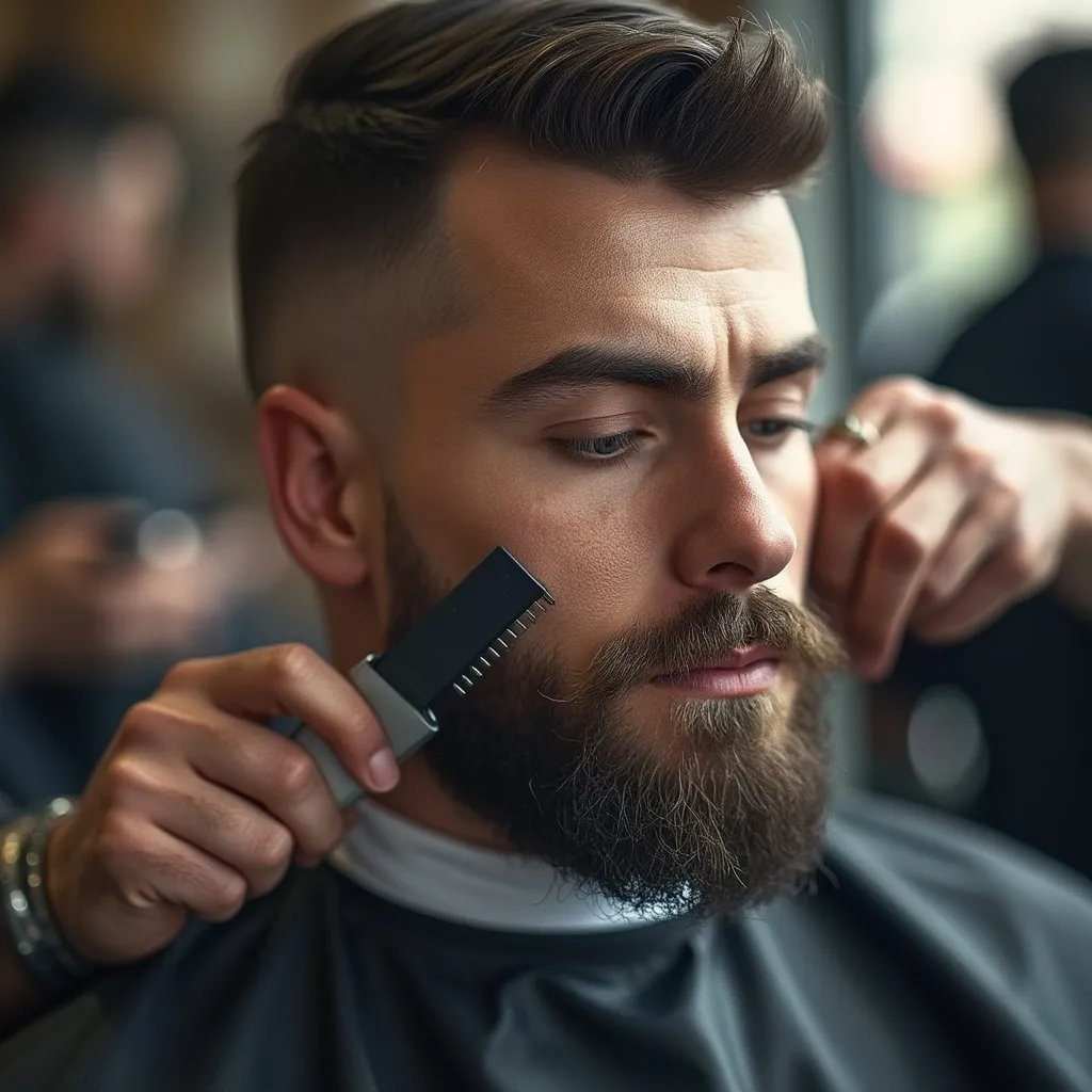 Barbero senior utilizando tijeras